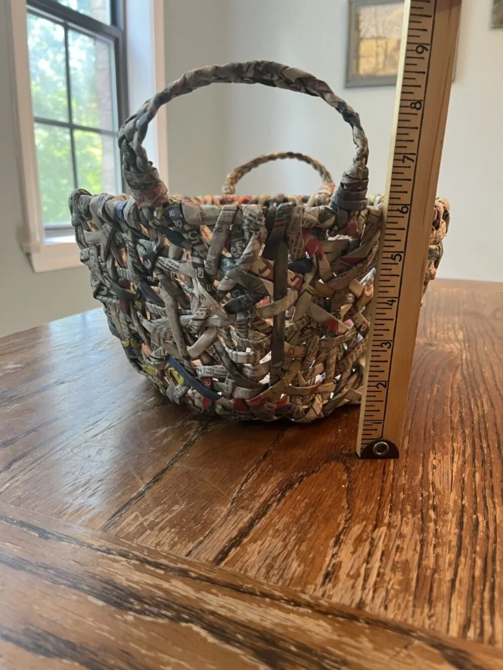 Trader Joe's Hand Woven Recycled Newspaper Oval Basket 16